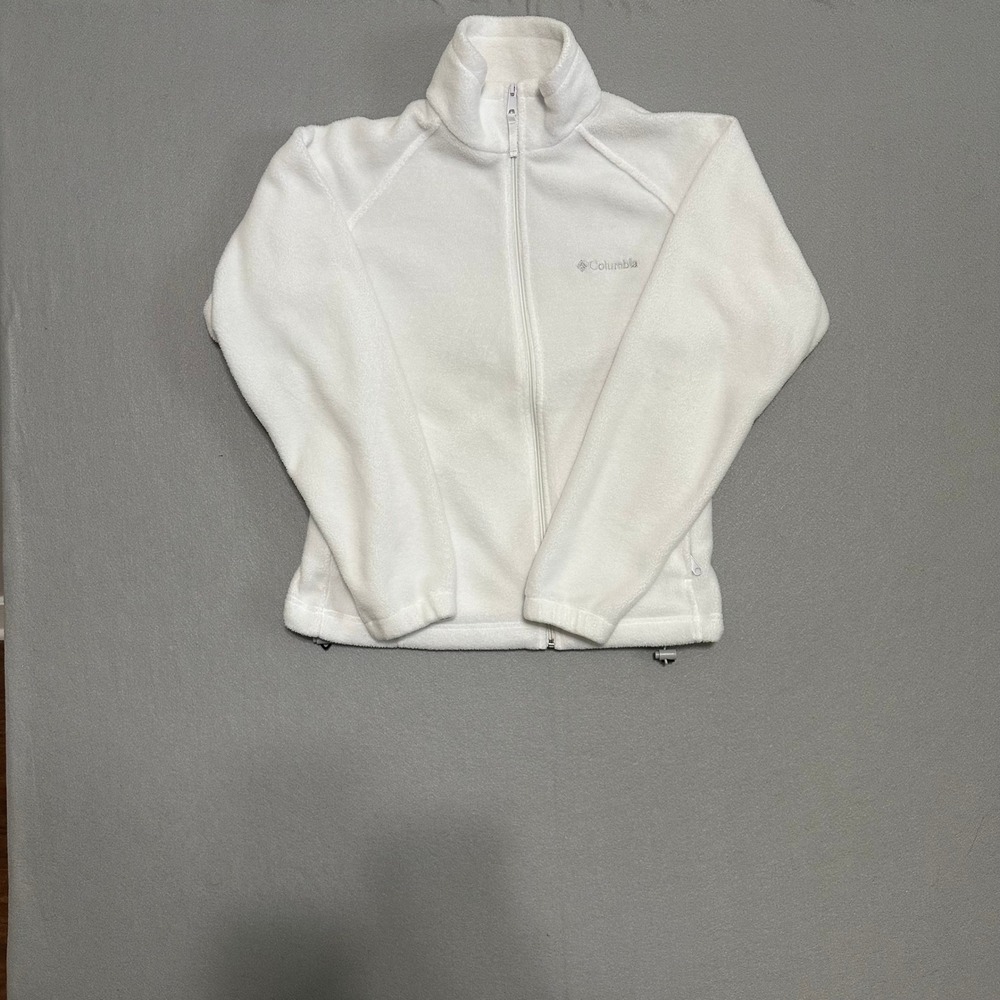 Columbia Benton Springs White Full Zip Fleece Jacket Womens Medium Soft Outdoor